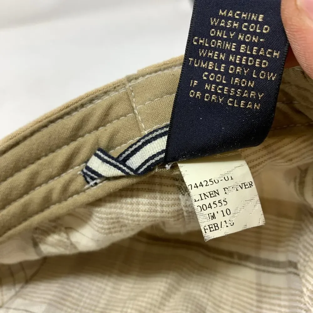 Banana Republic Mens S/M 100% Linen Ivy Cap Newsboy Driving Hat Tan Beige